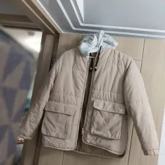 ベージュ フード ダウン アウター