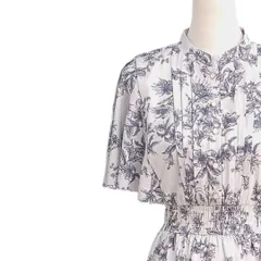 美品 mily bilet ミウィビレット 花柄 フレア袖 ワンピース Lサイズ 春 夏 秋