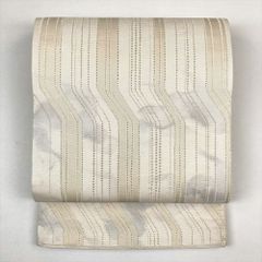 野蚕糸　京袋帯　ワイルドシルク　ムガシルク　ゴールデンムガ　茶色地　格子模様 野蚕糸 京袋帯 ワイルドシルク ムガシルク ゴールデンムガ 薄茶色
