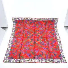 Yves Saint Laurent　イヴサンローラン　ハンカチ　スカーフ　コットン　エレガンス　レッド系