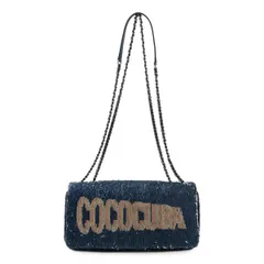 CHANEL シャネル COCOCUBA ココキューバ スパンコール チェーンショルダー ショルダーバッグ レザー ブルー 青 アンティーク シルバー金具 CHANEL シャネル COCOCUBA ココキューバ スパンコール チェーン