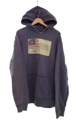 ラルフローレン RalphLauren 00s POLO JEANS COMPANY 星条旗 スウェットフーディー 00's ナス紺 サンフェード MNPJKNIM1L00022 パーカ ネイビー Lサイズ 103MT-3565