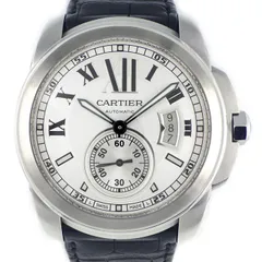 カルティエ Cartier 腕時計 カリブル W7100037 シルバー文字盤 ローマンインデックス デイト スモールセコンド 裏スケ ブラック アリゲーターレザーベルト SS 自動巻き 【中古】のサムネイル