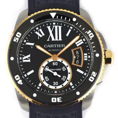 カルティエ Cartier 腕時計 カリブル ダイバー W7100055 ブラック文字盤 デイト スモールセコンド 回転ベゼル ブラック ラバーベルト K18PG SS 自動巻き 【箱・保付き】 【中古】のサムネイル