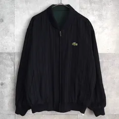 ラコステ リバーシブル ボーダー柄 ウールジャケット ブルゾン カーキ / ブラック メンズ