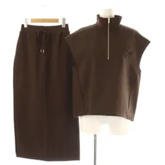 ルーニィ LOUNIE ハーフジップカットソーセットアップ ノースリーブ スカート ロング タイト 36 ブラウン /HK ■OS