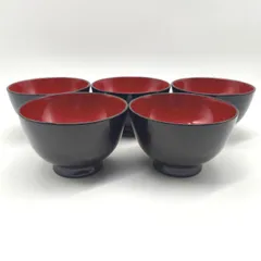 汁椀・5客揃・漆器・天然木・京型外黒内朱・No.251123-02・梱包サイズ60