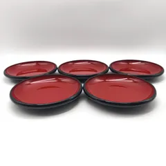 銘々皿・5客揃・漆器・天然木・外黒内朱・No.251123-03・梱包サイズ60