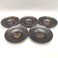 茶道具 錫製 茶托【乾茂號造】 本錫製 イブシ小判5客金属工芸 煎茶