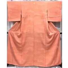 着物・小紋・鮫小紋・一つ紋・オレンジ系地・落款入り・No.200701-1754・梱包サイズ80