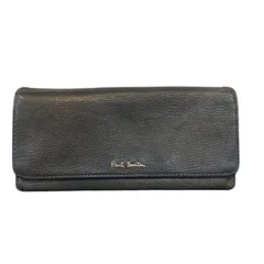 上質 ポールスミス Paul Smith レザー 長財布 マルチストライプ 高級感 本革 黒 磨き上げ済 送料無料