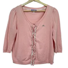 Burberry Blue Label(バーバリーブルーレーベル) カーディガン サイズ38 M レディース - ピンク 七分袖/フリル