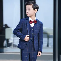 ★男の子スーツ 120cm ネイビー スーツ セットアップ キッズ 男子 フォーマルスーツ 子供 タキシード ジュニア キッズスーツ 子供スーツ チェック柄 結婚式 入学式 七五三 ピアノ発表会 卒園式 卒業式 子供服 dt301d3