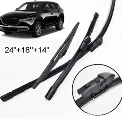 【送料無料】マツダ CX-5 CX5 KF系 2017〜2024年対応 フロント/リア ワイパーブレードセット 前後3本 ゴム一体型 雨天視界確保 交換用 メンテナンス