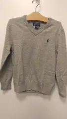M2　ポロラルフローレン　子供服　130cm　Vネックトップス　綿100%　洗濯OK　グレー