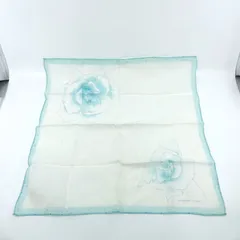 Emanuel Ungaro　エマニュエル ウンガロ ハンカチ　スカーフ　コットン　パステル系　ホワイト×ライトブルー