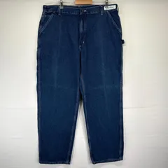 古着 カーハート Carhartt デニムパンツ ペインターパンツ ワークパンツ ワンポイントロゴ 大きいサイズ w42 L34  ブルー メンズ
