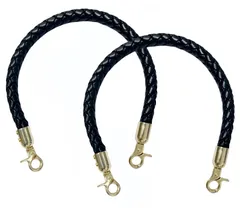 【特価セール】バッグ 持ち手 バッグハンドル 取っ手 かばん取っ手 付け替え 30cm 40cm 60cm PUレザー 編み込み 鞄 DIY 手作り 素材 手芸用品 工芸品 着脱可能（2本セット） (60cm ブラック)