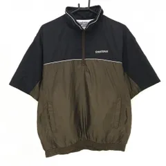 【美品】ツアーステージ 半袖中綿ブルゾン ブラウン×黒 ハーフジップ ロゴ刺しゅう メンズ L ゴルフウェア TOURSTAGEのサムネイル