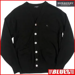 BURBERRY LONDON バーバリー カーディガン M ニット セーター ウール 黒 ブラック ナイト刺繍 バーバリーロンドン Vネック 長袖シャツ ニット_セーターサイズM一覧←SEULB屋着古← TY4166