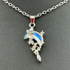 【新品】アクセサリー ネックレス 月 ムーン デザイン メンズ レディース シルバー カラー◆