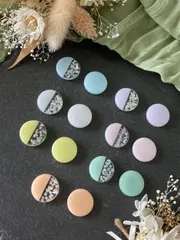 【07】パステルカラー シルバー シェル ヘアゴム 2本セット レジン ヘアアクセサリー ハンドメイド