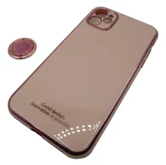 iPhoneケース 背面ケース スマホリング付き デザインケース ピンクカラー