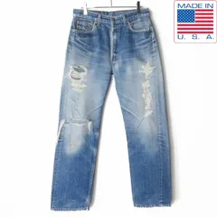 80s後期～90s初期 USA製 リーバイス 501 ヒゲ クラッシュ ジーンズ 実寸W30 L29 ダメージ ビンテージ アメリカ製 PV