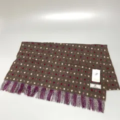 OG26  【美品】タグ付き　BRONT ブロンテ　大判ストール　ラムウール　グレープ　ドット柄　レディース　防寒　冷え対策