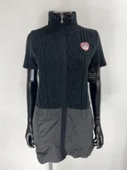 【USED】marie claire マリクレール ポリエステル フルジップ ハイネック 半袖 ニット ワンピース ブラック レディース M ゴルフウェア