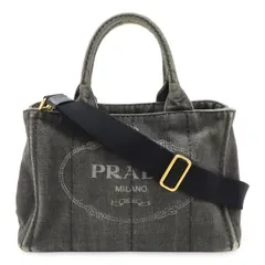 PRADA プラダ CANAPA カナパ トートバッグ ハンドバッグ 2WAY ショルダーバッグ デニム NERO 黒 ブラック ゴールド金具 1BG439