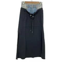 DIESEL(ディーゼル) ロングスカート サイズXS レディース - 黒×ライトブルー デニム