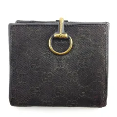 【最大30％OFF★クリスマスSALE】グッチ GUCCI 二つ折り財布 GGキャンバス ブラウン ベージュ ゴールド レディース 中古