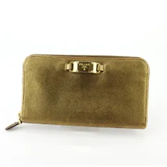 【最大30％OFF】プラダ PRADA 長財布 ロゴプレート ゴールド レディース 中古