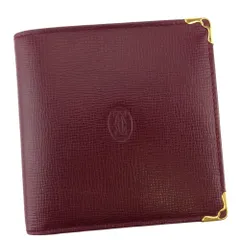 【最大30％OFF★ウィンターセール】カルティエ CARTIER 二つ折り財布 マストライン ボルドー ゴールド レディース 中古
