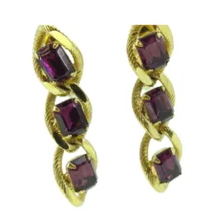 【最大30％OFF★ウィンターセール】ジバンシィ GIVENCHY イヤリング カラーストーン3連 ヴィンテージ ゴールド パープル レディース 中古