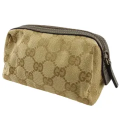 【最大30％OFF】グッチ GUCCI ポーチ GGキャンバス ベージュ ブラウン ゴールド レディース 中古