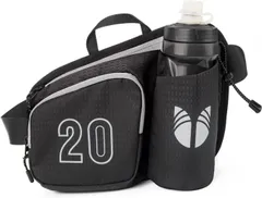 ランニング ポーチ ウエストポーチ ペットボトル | ジョギング 登山 犬の散歩 | レディース メンズ バッグ| 防水 揺れない 大容量 マラソン ウォーキング 夜間反射 (ブラック) HMRMSMT A279