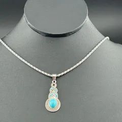 【新品】アクセサリー ネックレス ターコイズ ヴィンテージアクセサリー シルバー カラー◆
