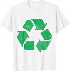 送料無料 100%コットン リサイクル ロゴ アースデイ ギフト Tシャツ 熱転写3Dプリント メンズ　レディース おもしろい 半袖 パロディ Tシャツ  「バックプリント可能､備考必須」