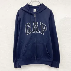 古着 used　GAP　ギャップ　フルジップスウェットパーカー/フーディー　裏ボア　デカロゴ　紺　ネイビー　Mサイズ