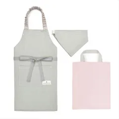 COLORFUL CANDY STYLE 新品  子どもエプロン (100～120cm) 手提げバッグ・三角巾付き くすみ無地 くすみミントグリーンのサムネイル