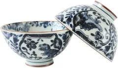 Minoribo 美濃焼 ペアご飯茶碗 2個セット 中平 日本製 ティラノサウルス＆ステゴサウルス MIG015 (ホワイト,  M)