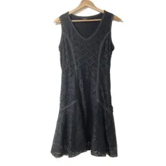 Desigual(デシグアル) ワンピース サイズM レディース - 黒 Vネック/ノースリーブ/ひざ丈/レース