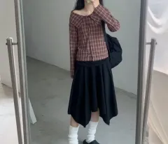 アシンメトリー レイヤード スカート ミディ丈 出品