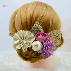 和風髪飾り 花モチーフ 絹造花 Uピン ヘアクリップ かんざし 和装