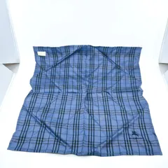 BURBERRY　バーバリー ハンカチ　スカーフ　コットン　メンズ　チェック　ブルー ロゴ刺繡