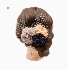 和風 ヘアクリップ 大きな花 絹造花 Uピン アップスタイル 夏祭り 浴衣 卒業式