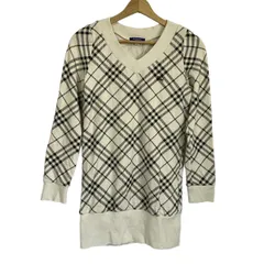 Burberry Blue Label(バーバリーブルーレーベル) 長袖カットソー サイズ38 M レディース美品  - 白×黒 長袖/チェック柄