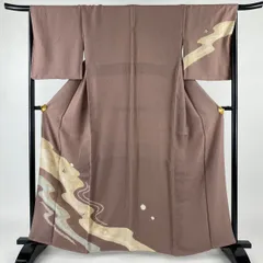 【在庫一掃】 付下げ 身丈162cm 裄丈67cm M 袷 流水 小槌 刺繍 金彩 小豆色 正絹 秀品 【中古】